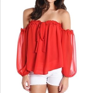 MISA LA Livey Smocked Off The Shoulder Top